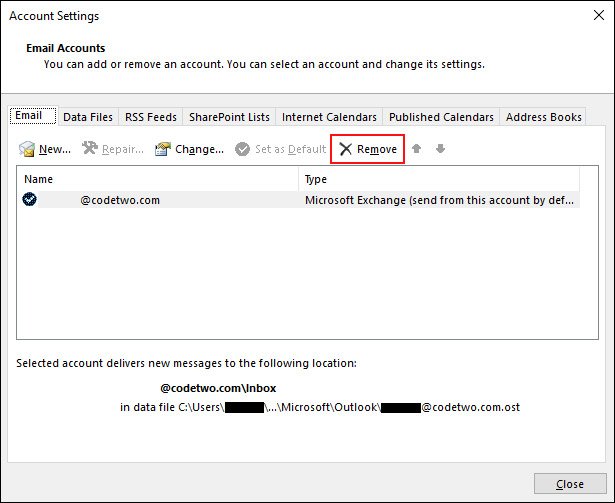Loại bỏ hoặc xóa tài khoản email khỏi Outlook